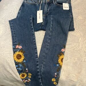 Driftwood embroidered skinny jeans